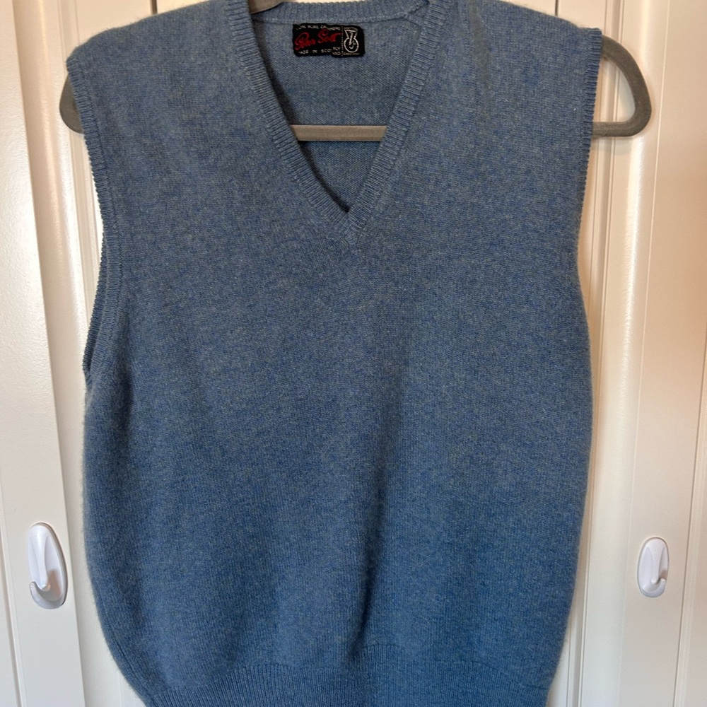 Vintage Peter Scott Pure Cashmere Baby Blue V-Neck Sweater Vest
